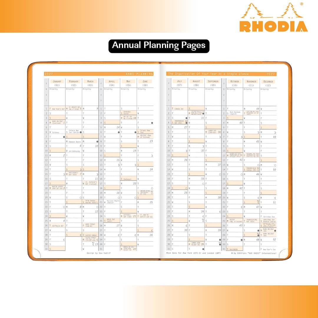 Webplanner 2026: Agenda millésimé verticale -titane- 160 pages (10x15cm) RHODIA