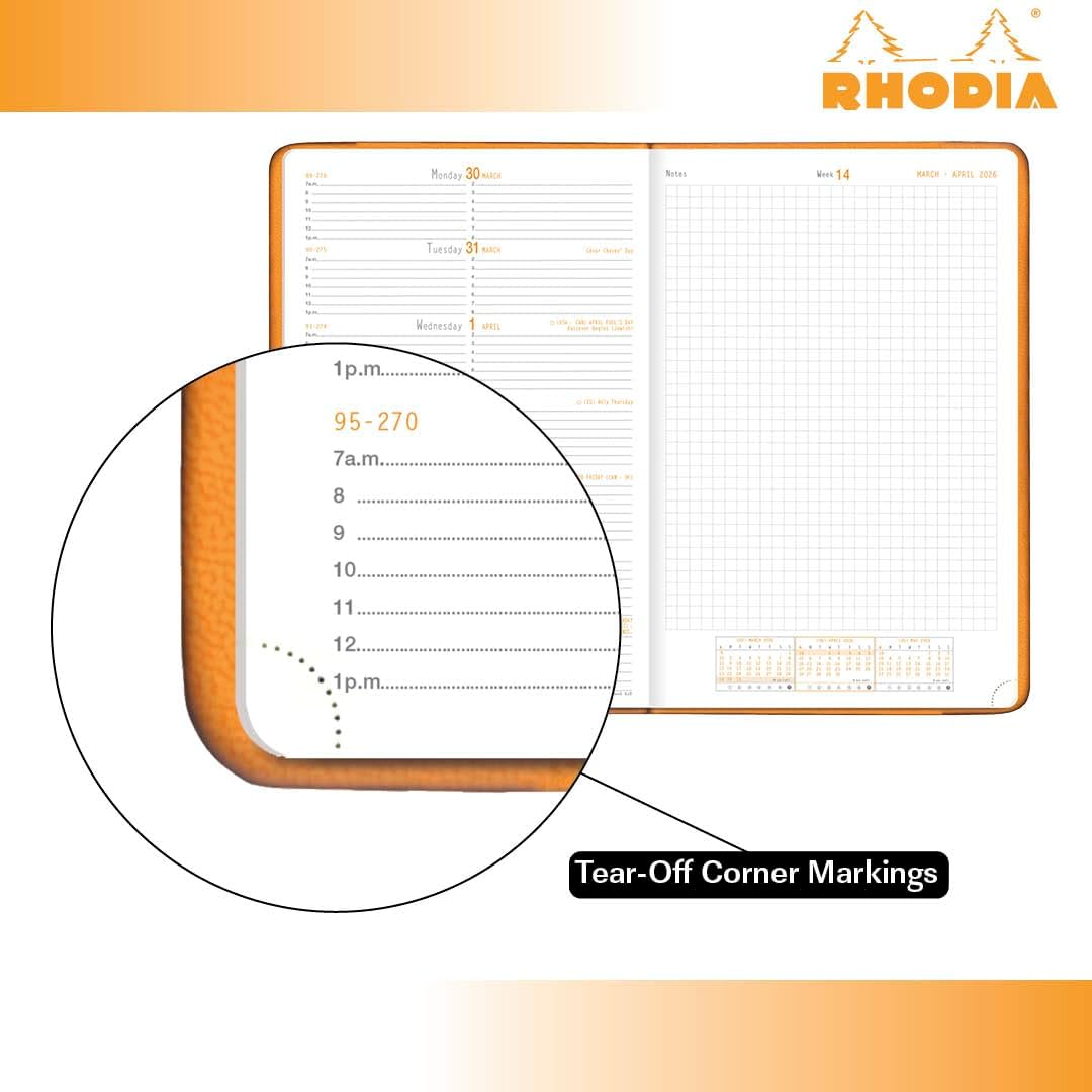 Webplanner 2026: Agenda millésimé verticale -noir- 160 pages (10x15cm) RHODIA