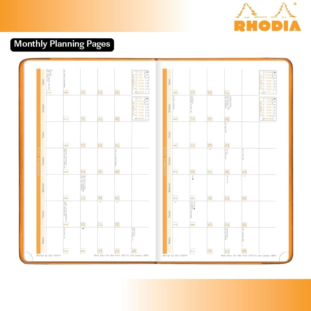 Webplanner 2026: Agenda millésimé verticale -sauge- A5. 160 pages (14.8x21cm) RHODIA