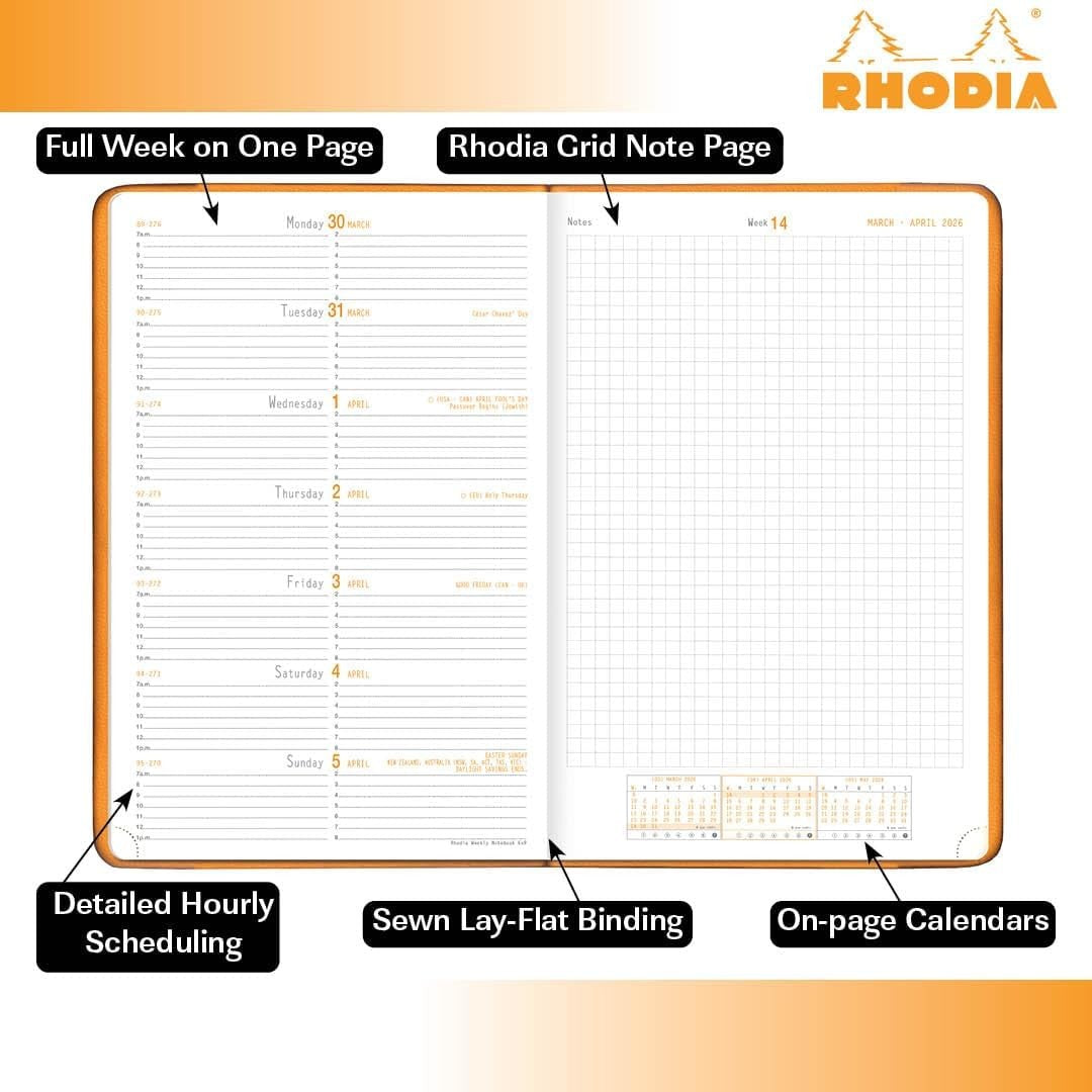 Webplanner 2026: Agenda millésimé verticale -bleu nuit- A5. 160 pages (14.8x21cm) RHODIA