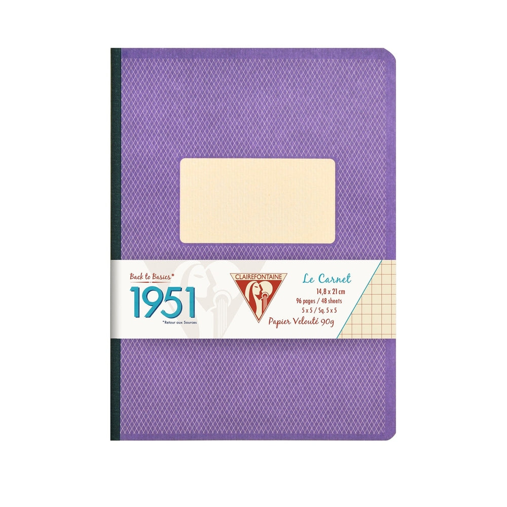 1951 Cahier relié en tissu ligné 96P 5¾X8¼ Ass. CLAIREFONTAINE