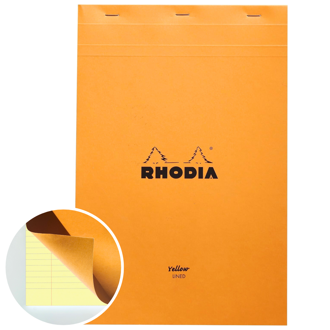 Bloc-Notes Orange Ligné. Feuilles  Jaune 8,25X12,5 RHODIA