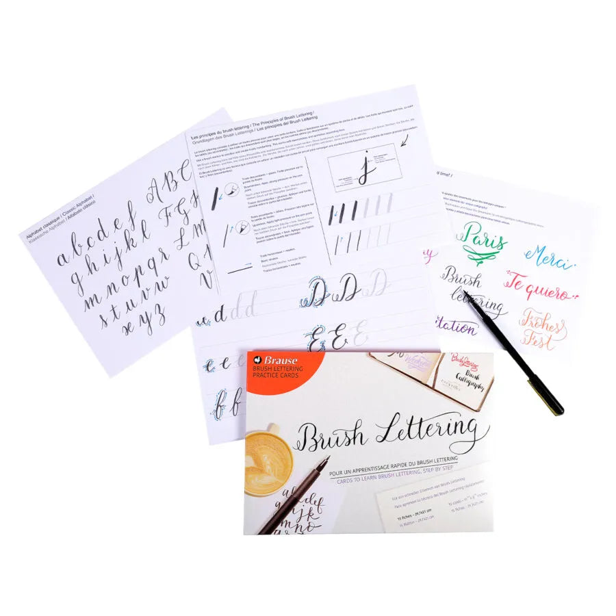 Livre: introduction au lettrage au pinceau 15 fiches A4 (21x29.7cm)