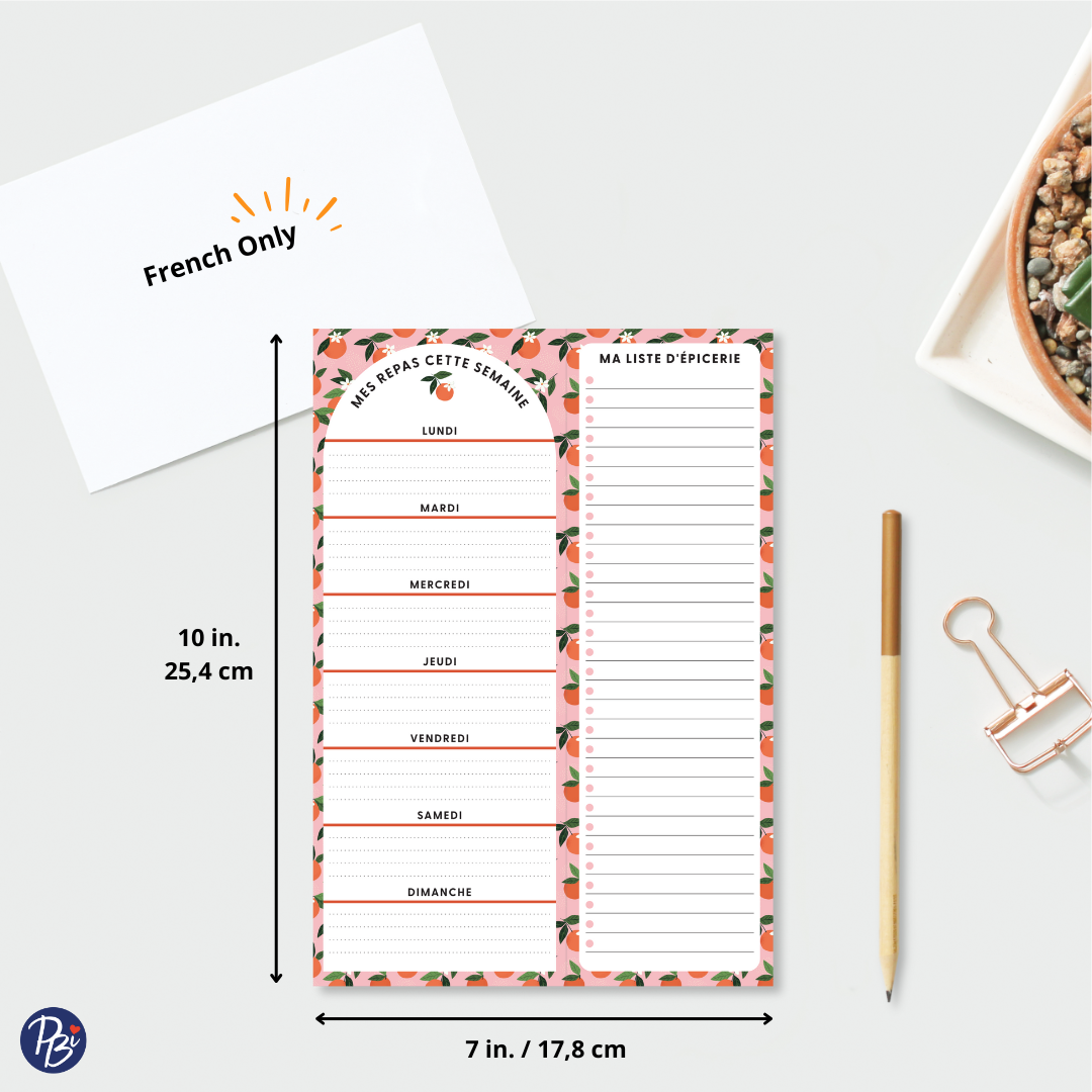 NOTEPAD REPAS- ORANGES PBI AUTRES