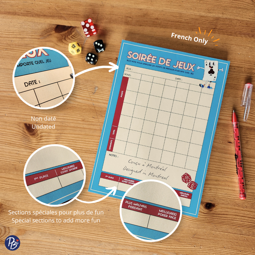 NOTEPAD- SOIRÉE DE JEUX PBI AUTRES