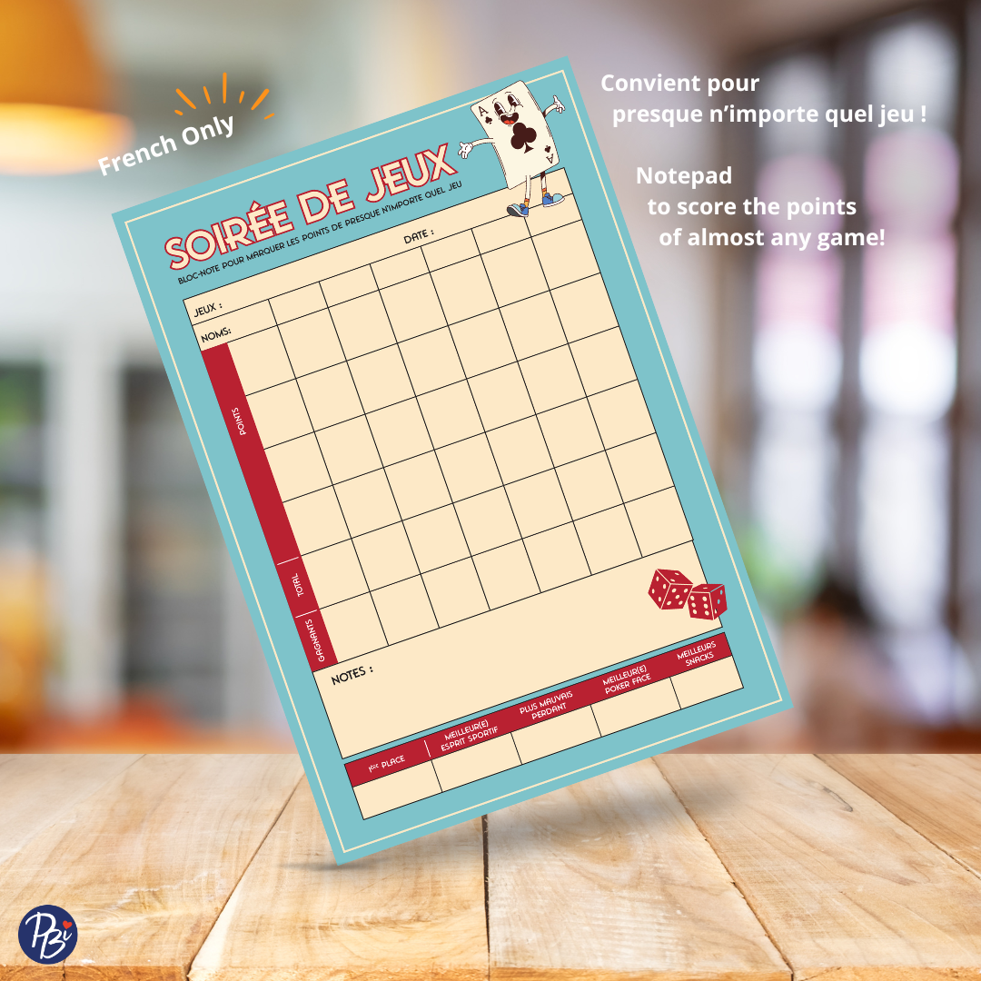 NOTEPAD- SOIRÉE DE JEUX PBI AUTRES