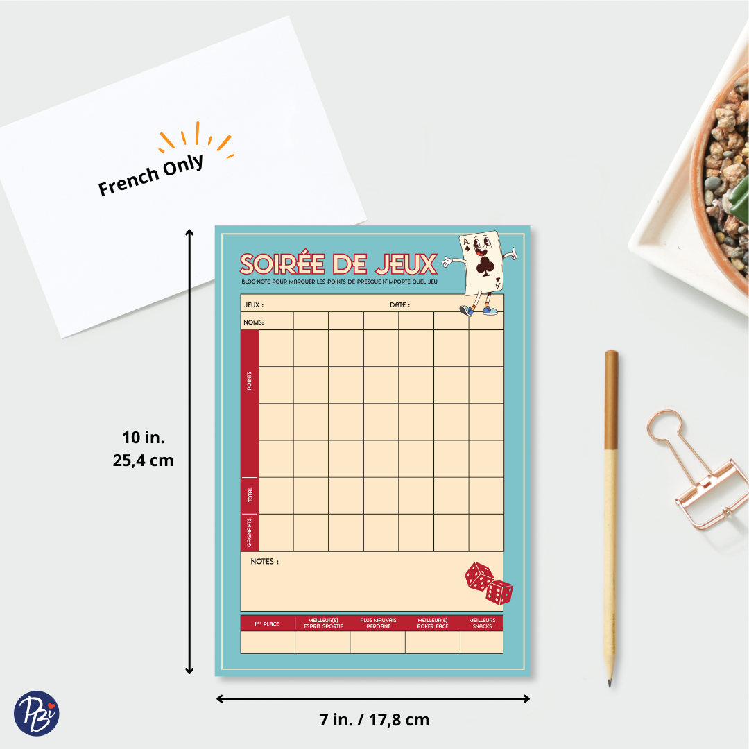 NOTEPAD- SOIRÉE DE JEUX PBI AUTRES