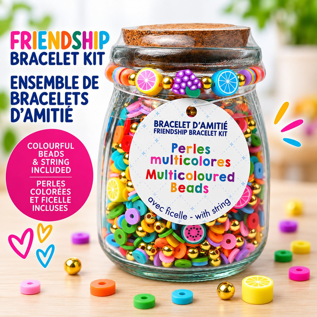 Kit de bracelet d'amitié – Perles multicolores - PBI ART