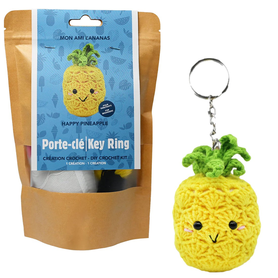 HAPPY PINEAPPLE DIY CROCHET KEY RING KIT