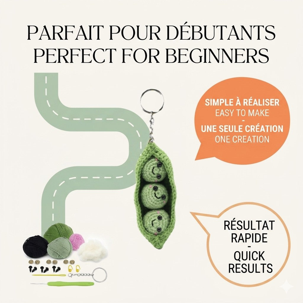 KIT DIY PORTE-CLÉS CROCHET – PETITS POIS
