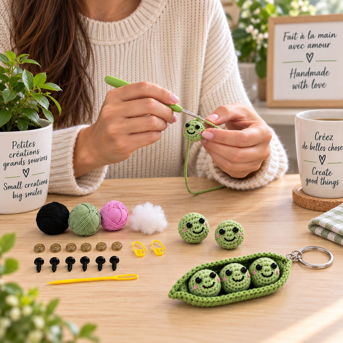 Kit de crochet – Porte-clé Petits Pois en Gousse - PBI ART