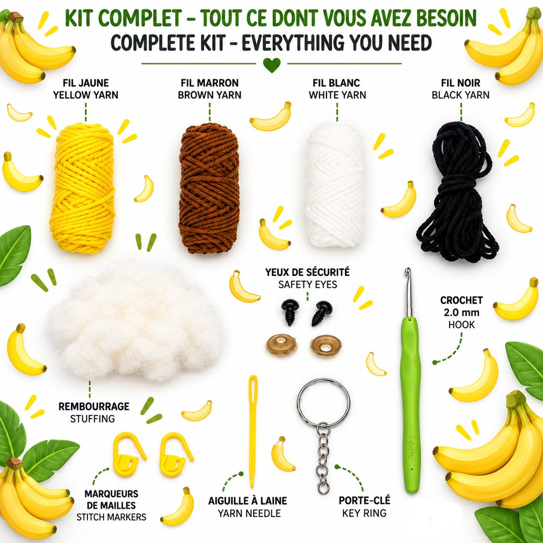 Kit de crochet – Porte-clé Banana Buddy - PBI ART