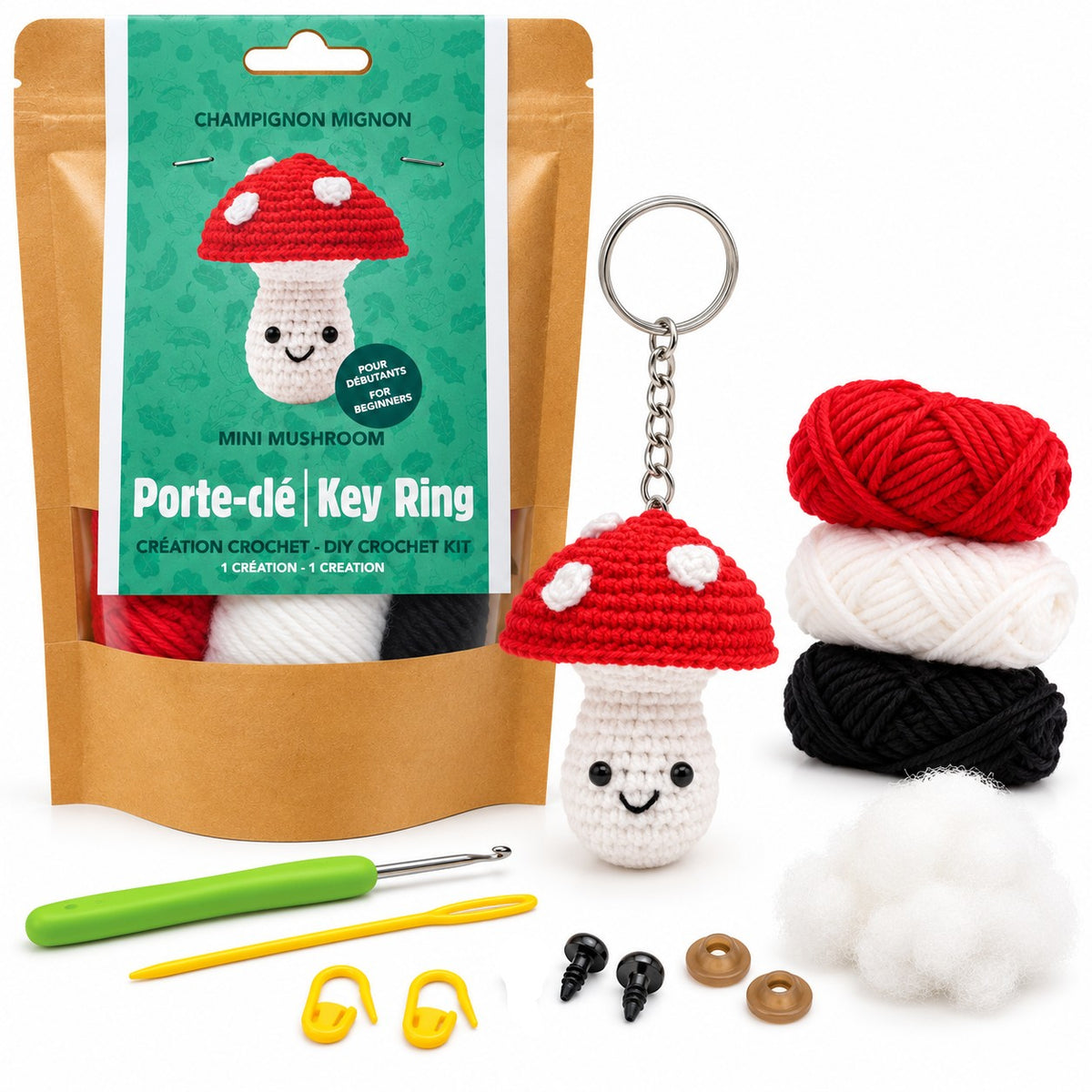 Kit de crochet – Porte-clé champignon mignon - PBI ART