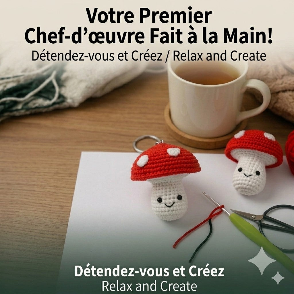 Kit de crochet – Porte-clé champignon mignon - PBI ART
