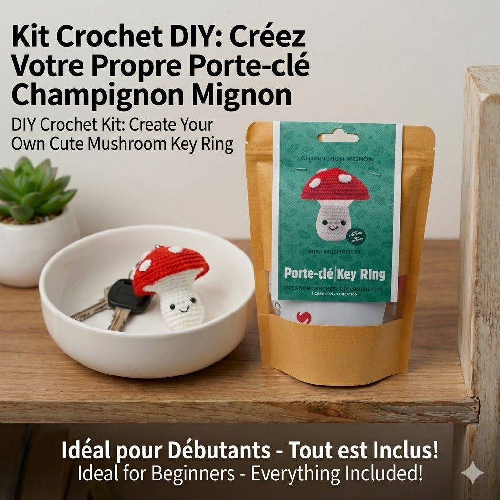 Kit de crochet – Porte-clé champignon mignon - PBI ART
