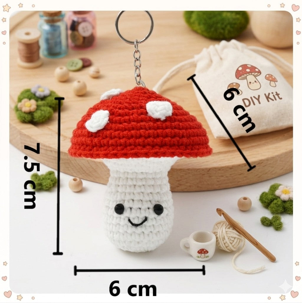 Kit de crochet – Porte-clé champignon mignon - PBI ART