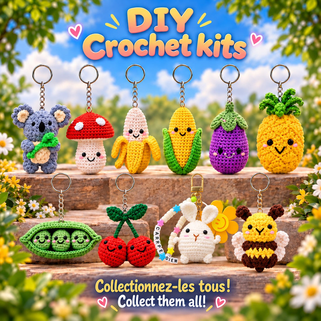 Kit de crochet – Porte-clé champignon mignon - PBI ART