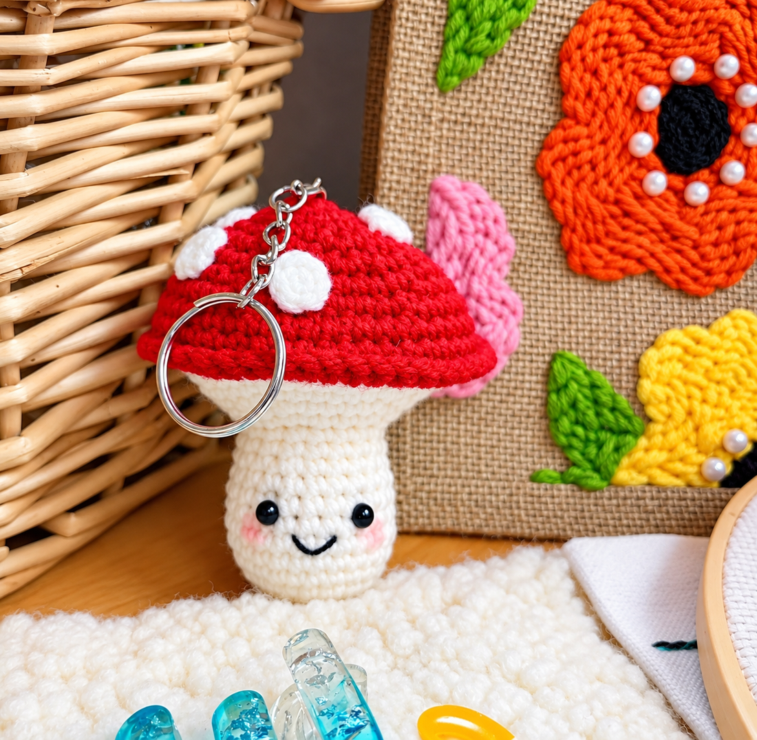 Kit de crochet – Porte-clé champignon mignon - PBI ART