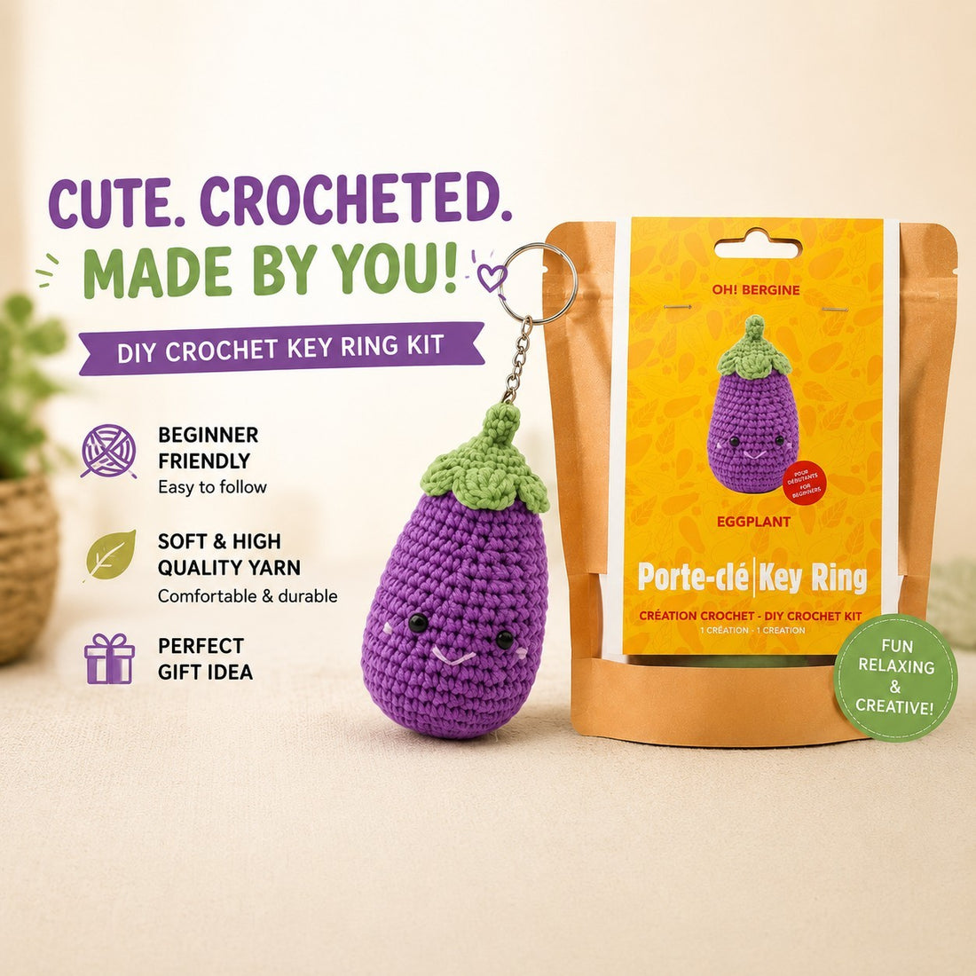 Kit de crochet – Porte-clé Oh! Bergine - PBI ART