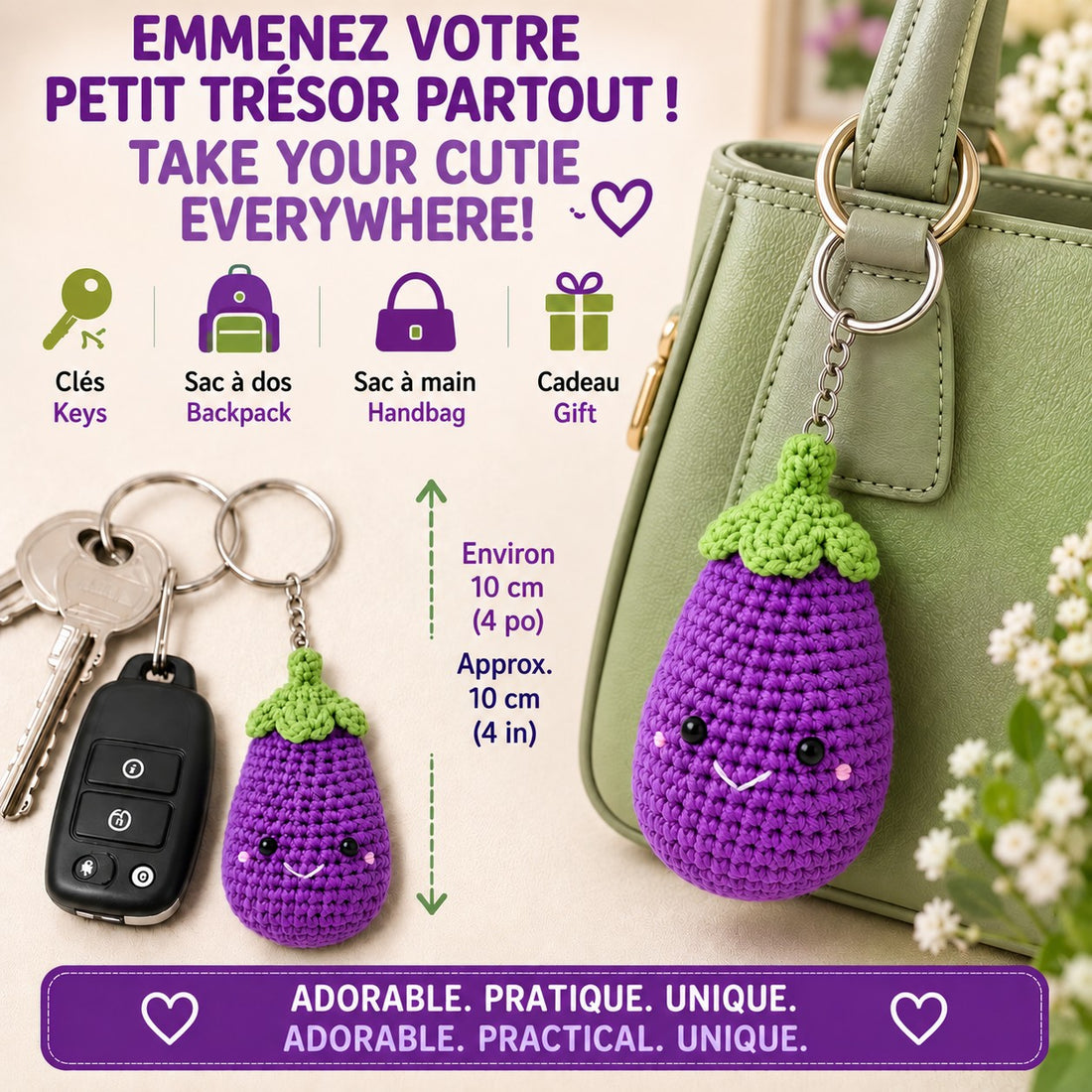 Kit de crochet – Porte-clé Oh! Bergine - PBI ART