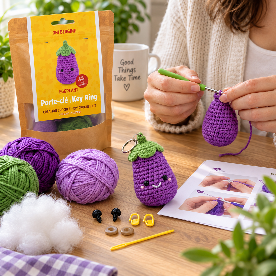 Kit de crochet – Porte-clé Oh! Bergine - PBI ART