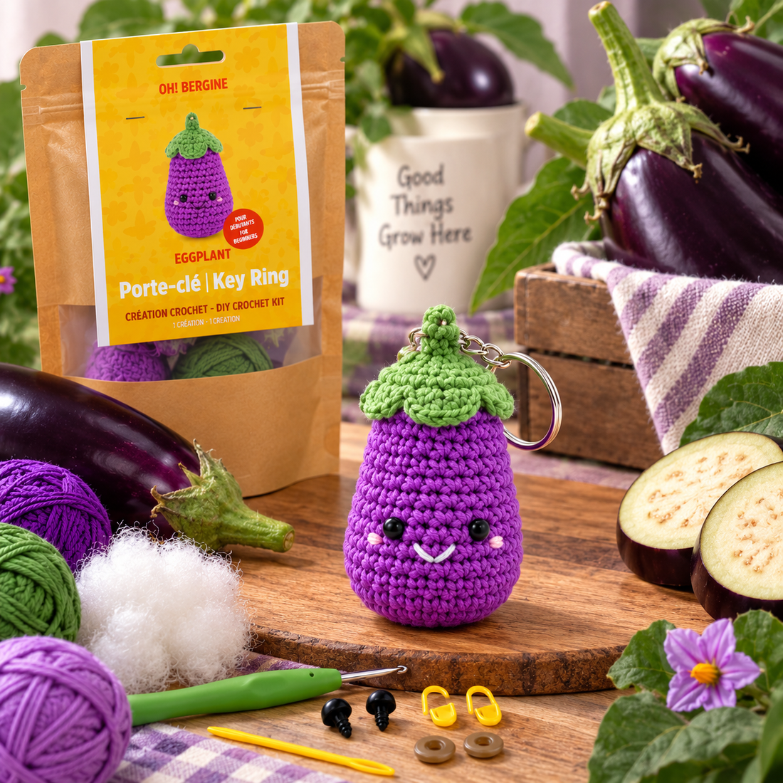 Kit de crochet – Porte-clé Oh! Bergine - PBI ART