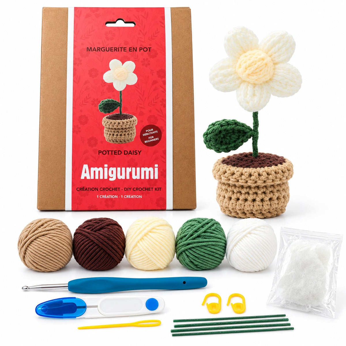 Kit de crochet – Marguerite en pot (Amigurumi) - PBI ART