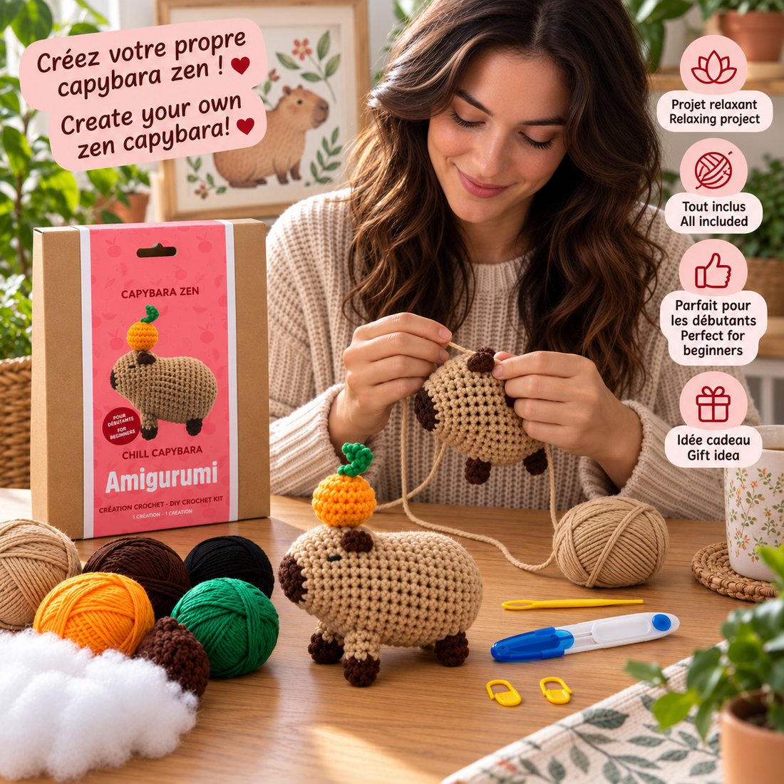 Kit de crochet – Capybara Zen (Amigurumi) - PBI ART