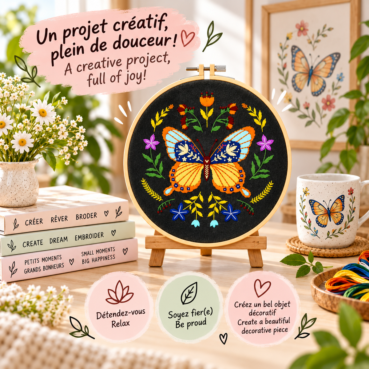 KIT DE BRODERIE – PAPILLON MINUIT - PBI ART