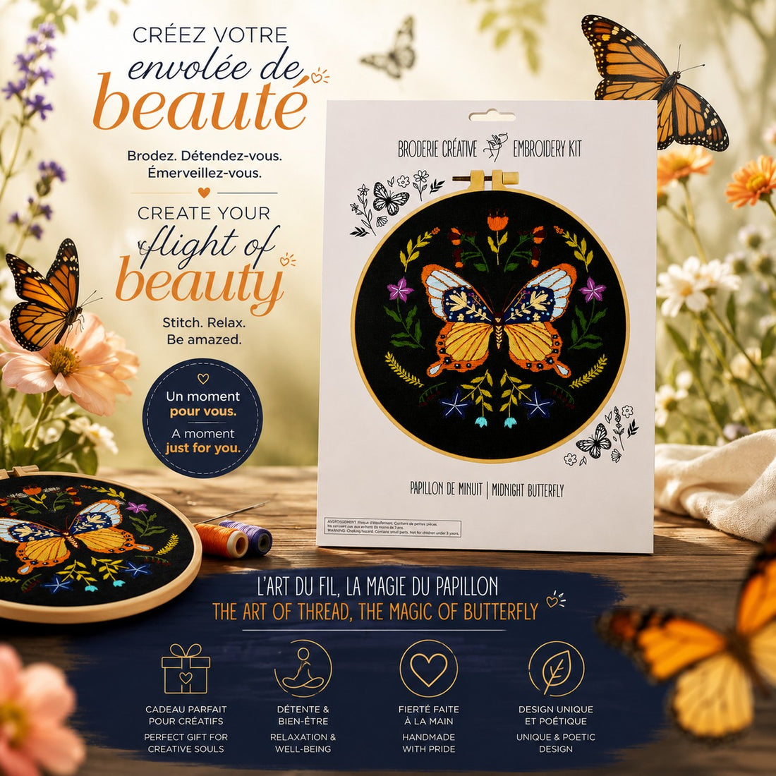 KIT DE BRODERIE – PAPILLON MINUIT