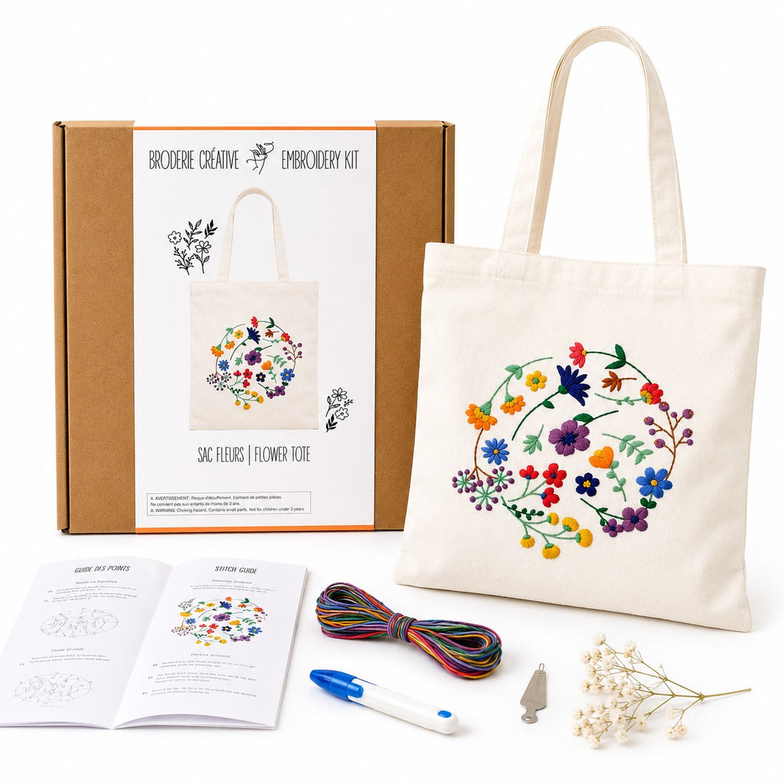 KIT DE BRODERIE – TOTE BAG FLEURI