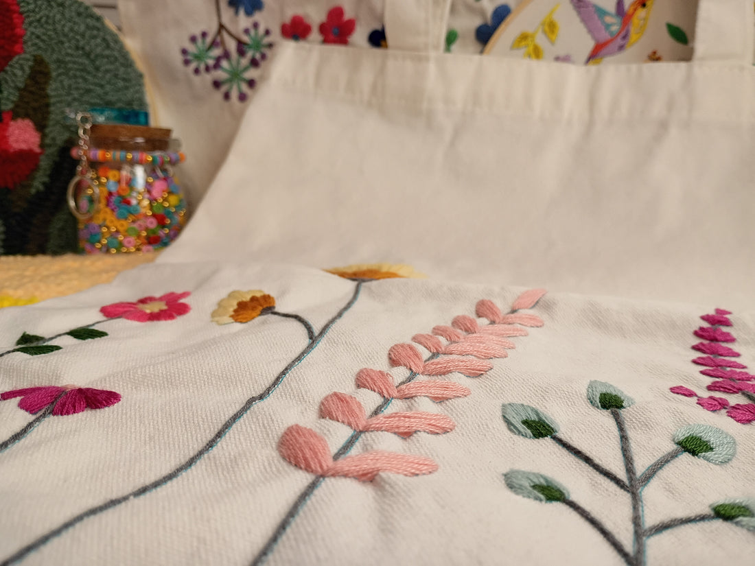 KIT DE BRODERIE – TOTE BAG FLEURS DES PRÉS PBI ART