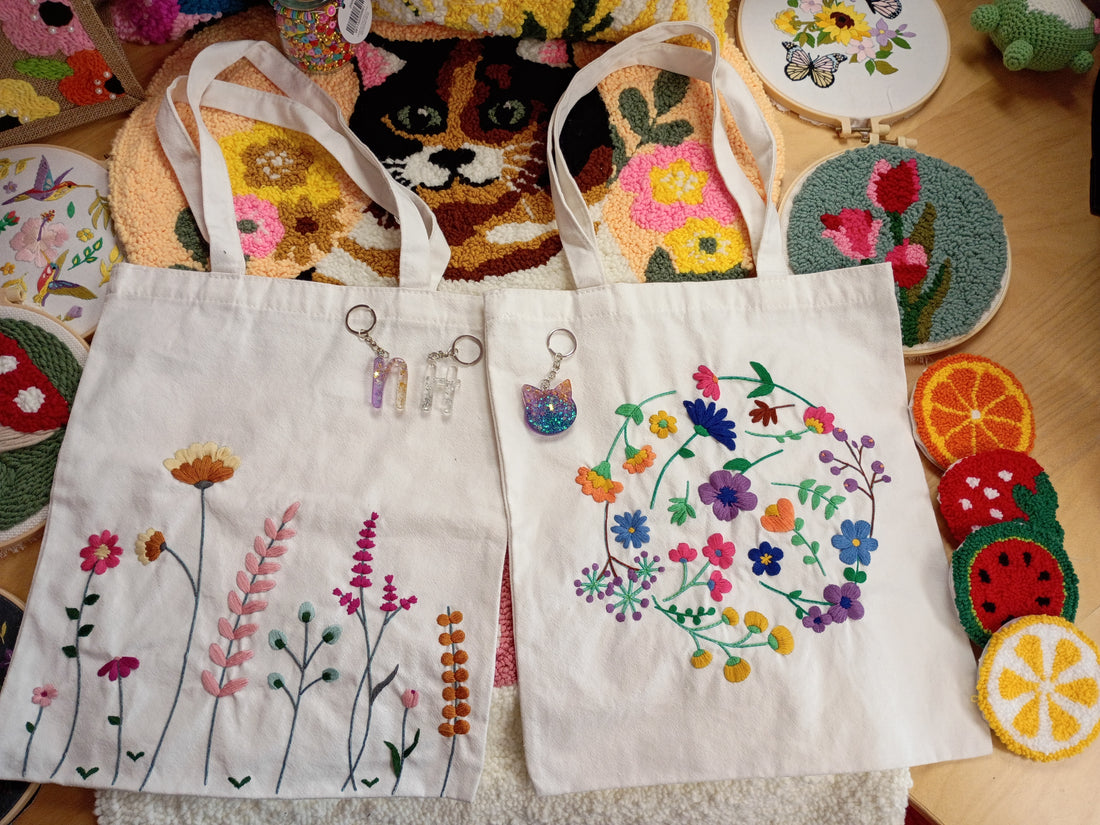KIT DE BRODERIE – TOTE BAG FLEURS DES PRÉS PBI ART