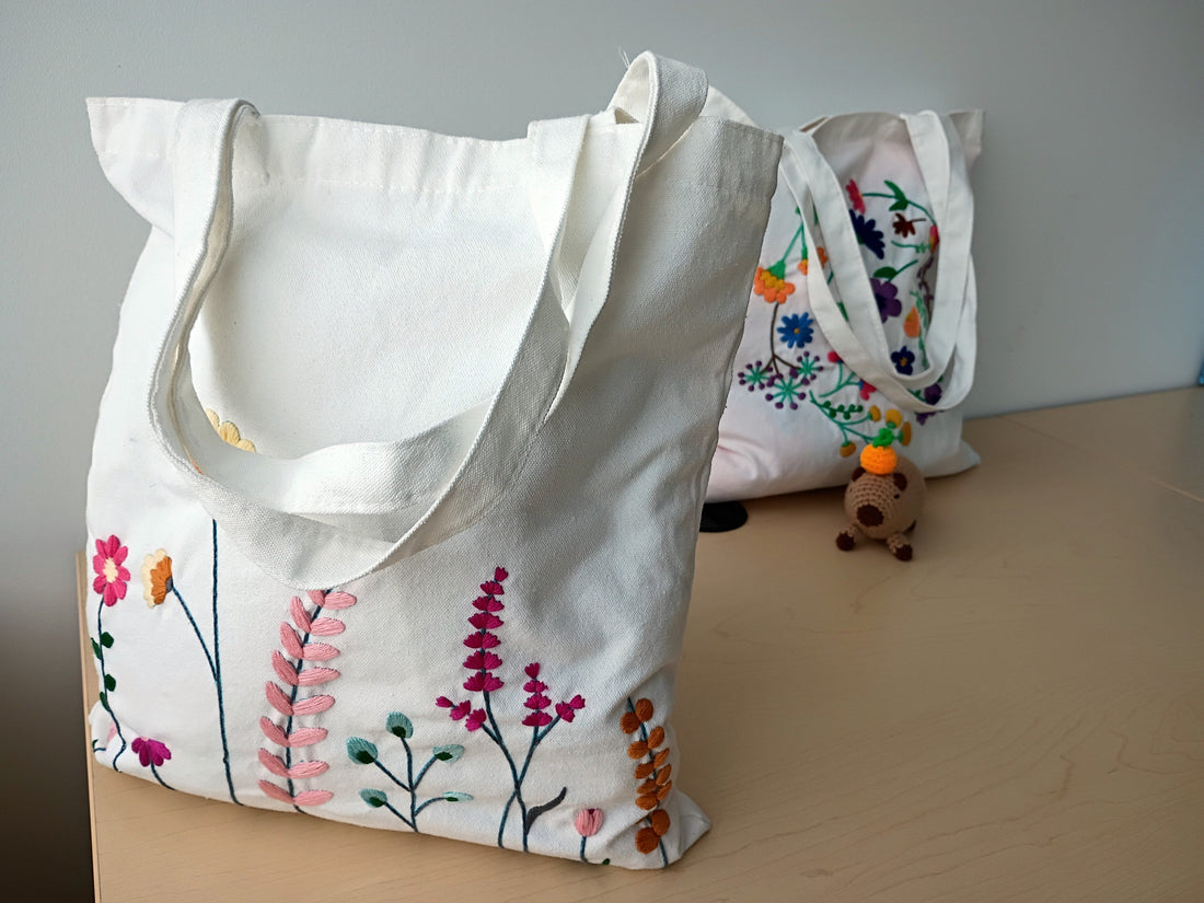 KIT DE BRODERIE – TOTE BAG FLEURS DES PRÉS PBI ART
