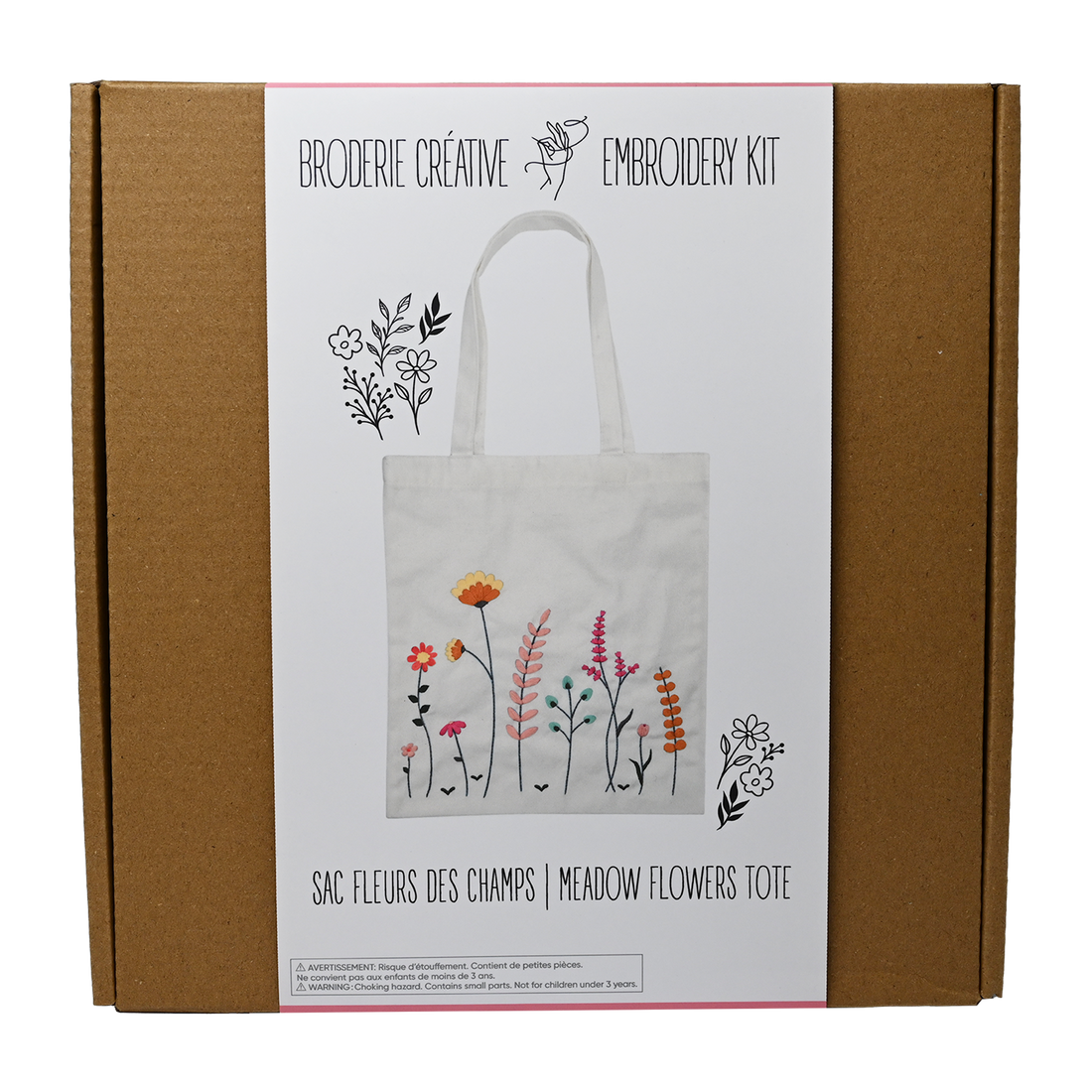 KIT DE BRODERIE – TOTE BAG FLEURS DES PRÉS PBI ART