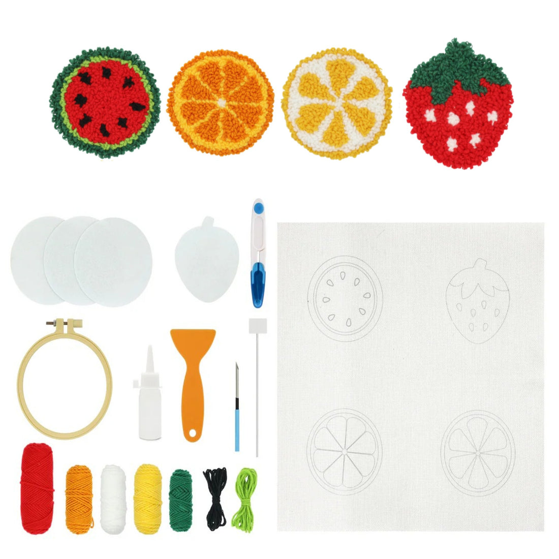 KIT SOUS-VERRES PUNCH NEEDLE – FRUIT by PBI ART