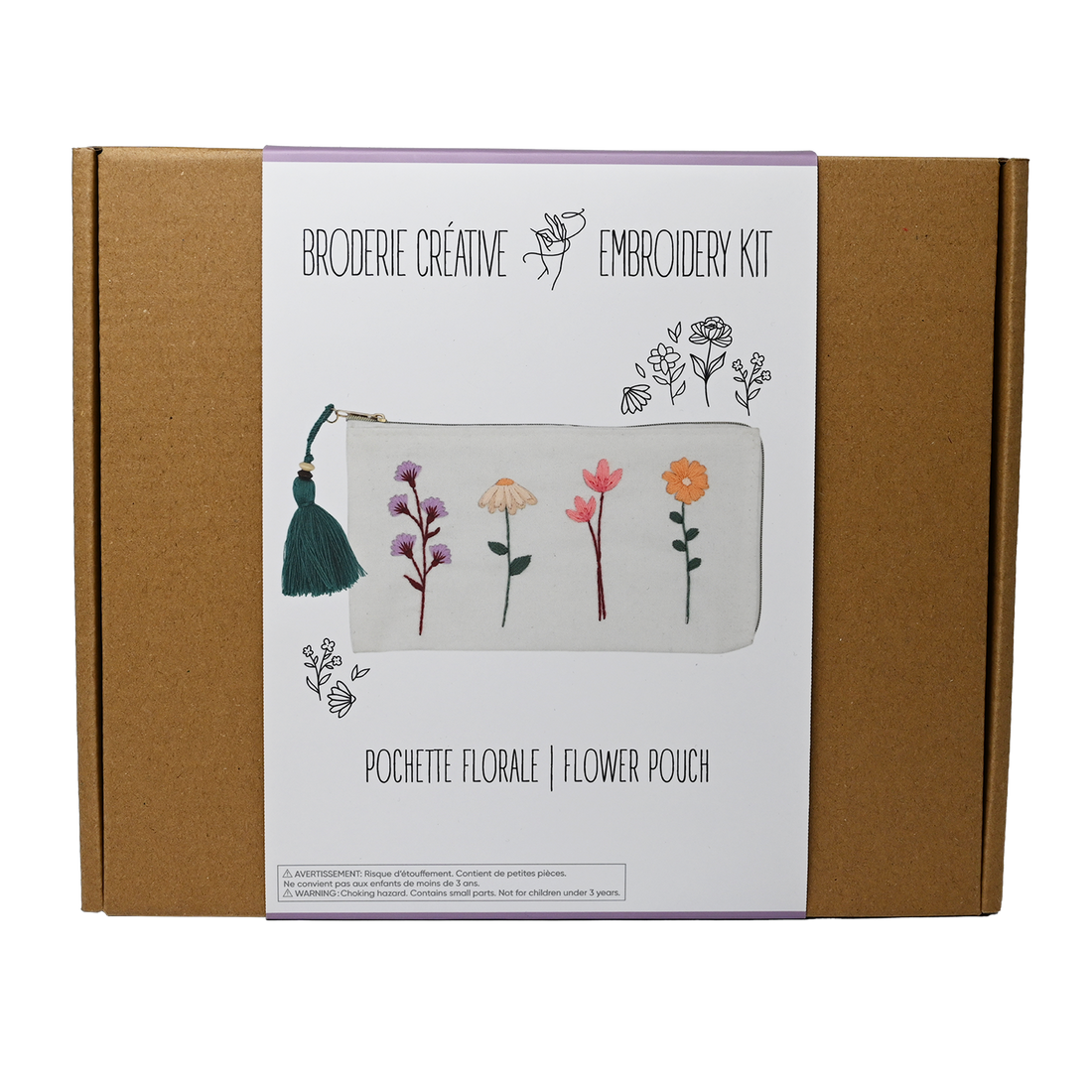 KIT DE BRODERIE – POCHETTE FLORALE PBI ART