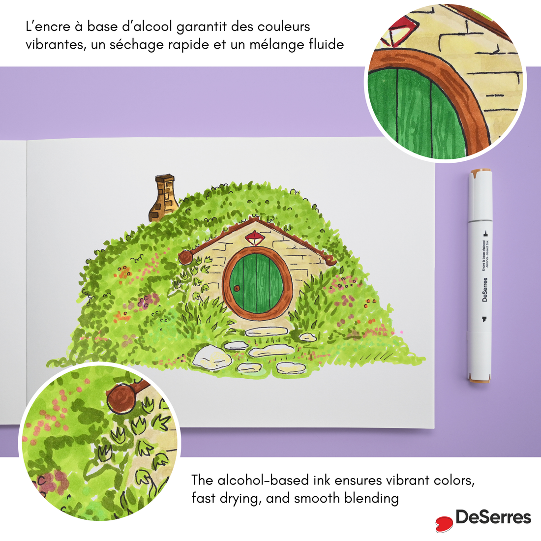 ENSEMBLE MARQUEURS ALCOOL DOUBLE POINTE - 48 PIÈCES DESERRES