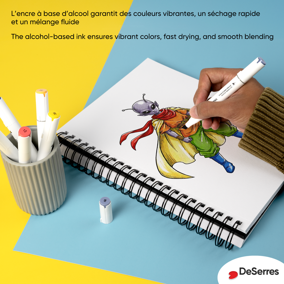 ENSEMBLE MARQUEURS ALCOOL DOUBLE POINTE COULEURS PRIMAIRES - 6 PIÈCES DESERRES