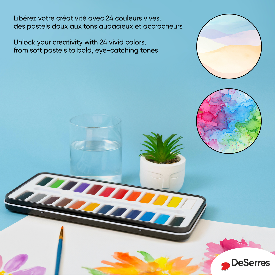 ENSEMBLE AQUARELLE - 24 DEMI-GODETS DESERRES