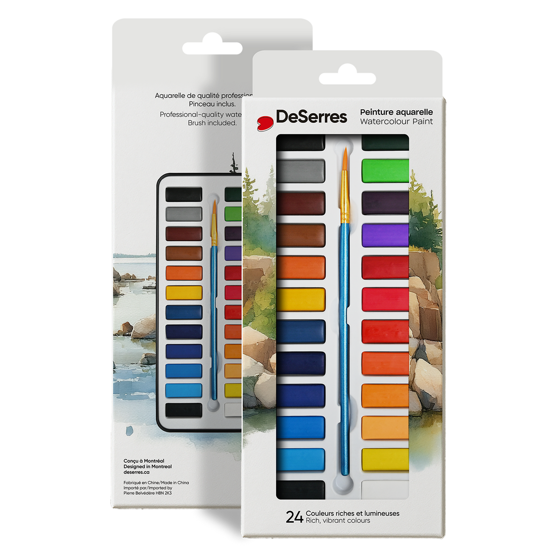 ENSEMBLE AQUARELLE DESERRES- 24 DEMI-GODETS DESERRES