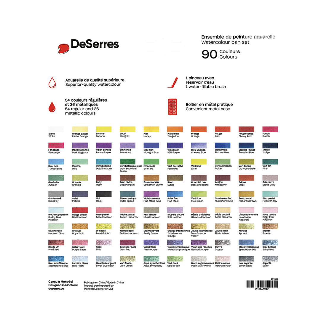 ENSEMBLE AQUARELLE DESERRES- 90 DEMI-GODETS DESERRES