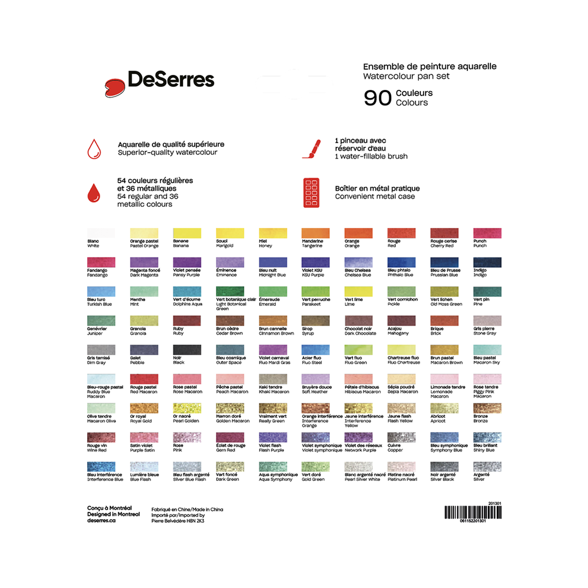 ENSEMBLE AQUARELLE DESERRES- 90 DEMI-GODETS DESERRES