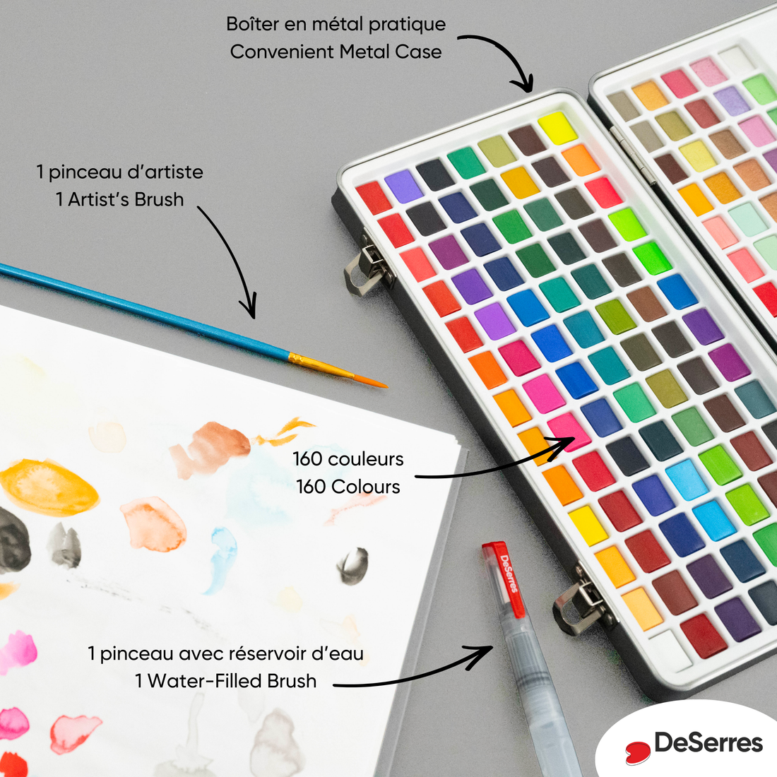 ENSEMBLE AQUARELLE - 160 DEMI-GODETS DESERRES