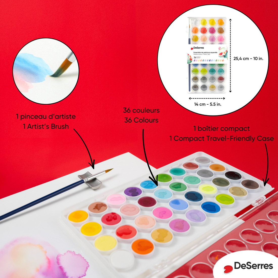 ENSEMBLE AQUARELLE - 36 COULEURS DESERRES