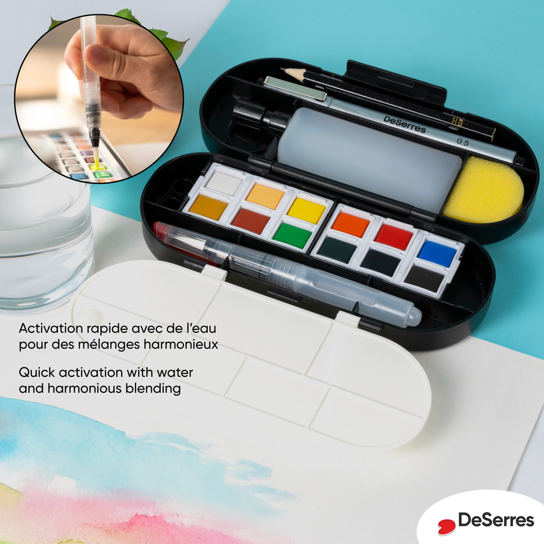 ENSEMBLE VOYAGE AQUARELLE - 17 PIECES DESERRES