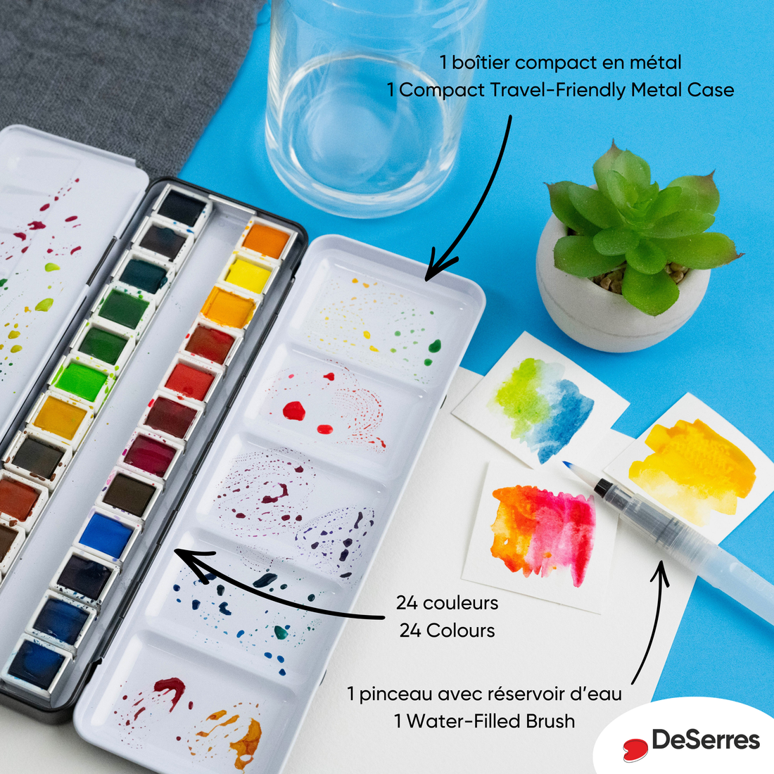 ENSEMBLE AQUARELLE - 24 DEMI-GODETS EN BLOC DESERRES