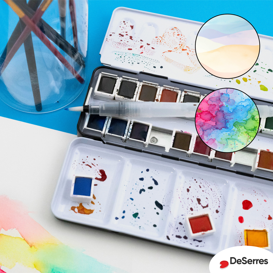 ENSEMBLE AQUARELLE - 24 DEMI-GODETS EN BLOC DESERRES