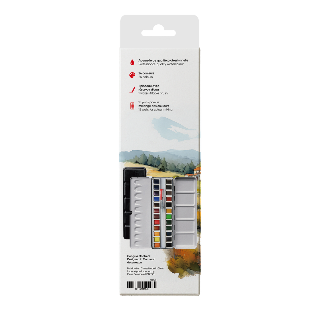 ENSEMBLE AQUARELLE DESERRES- 24 DEMI-GODETS EN BLOC DESERRES