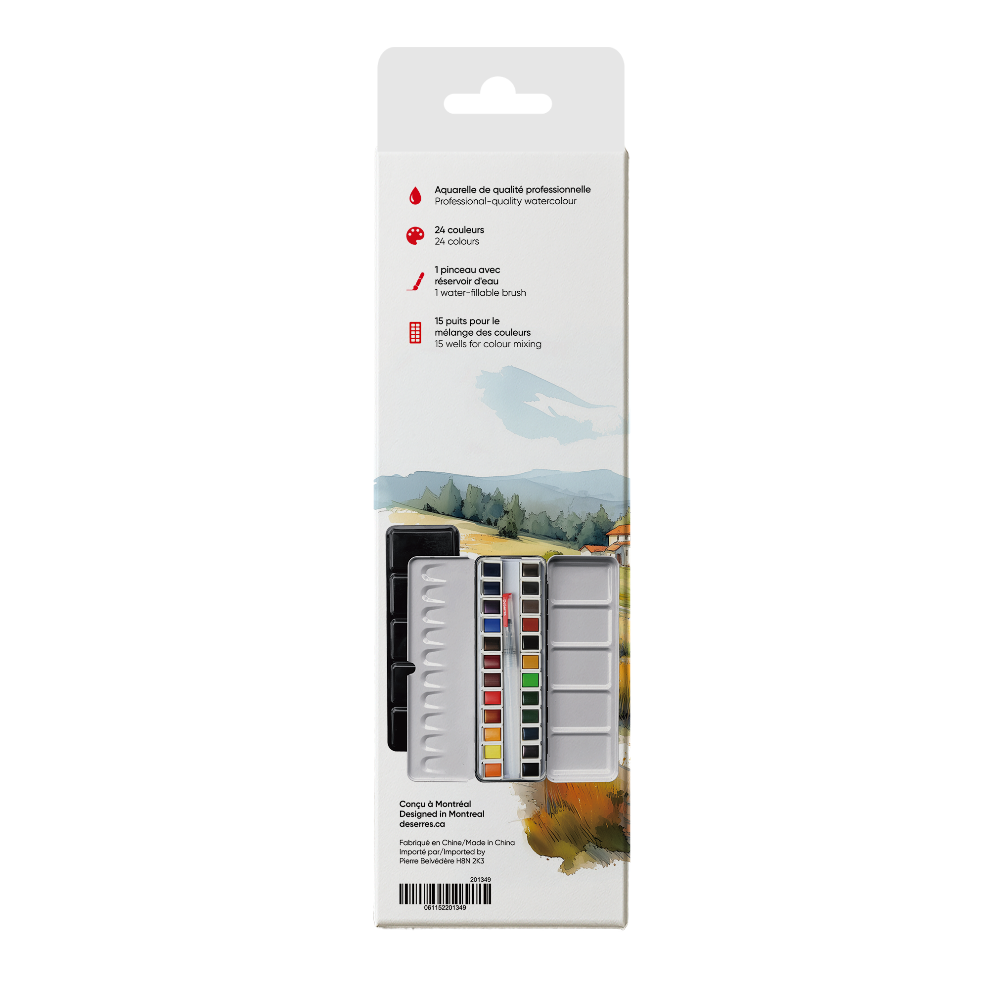ENSEMBLE AQUARELLE DESERRES- 24 DEMI-GODETS EN BLOC DESERRES